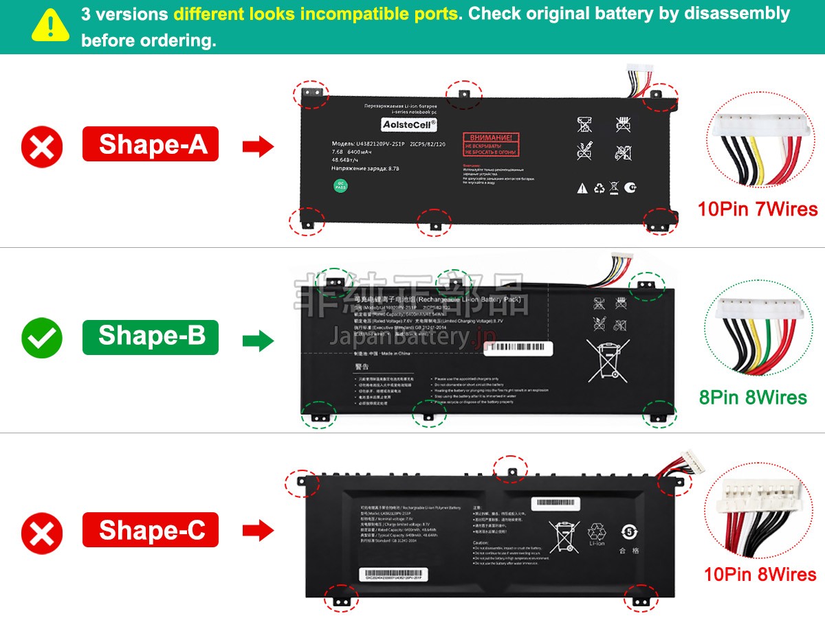 AolsteCell U4382120PV-2S1P バッテリー交換